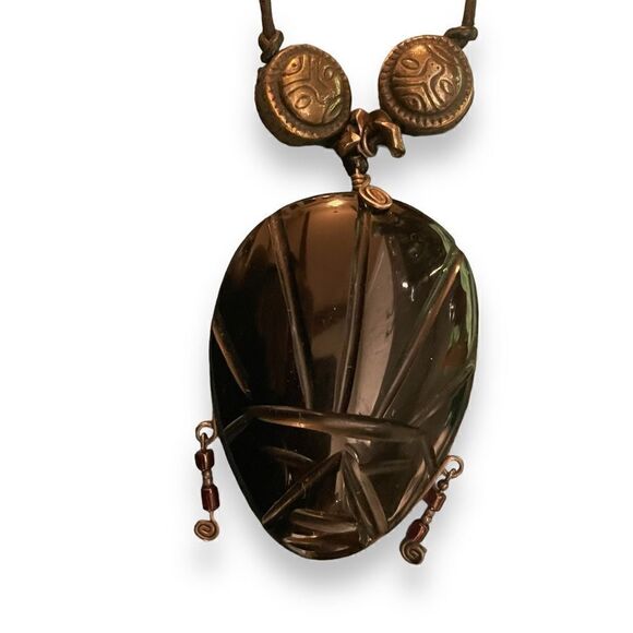 Tribal African Handmade Carved Pendant Necklace - Picture 3 of 7